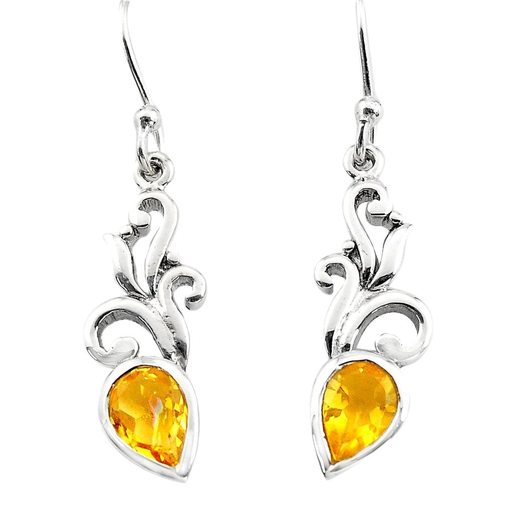 3.17cts natural yellow citrine 925 sterling silver heart love earrings p82377
