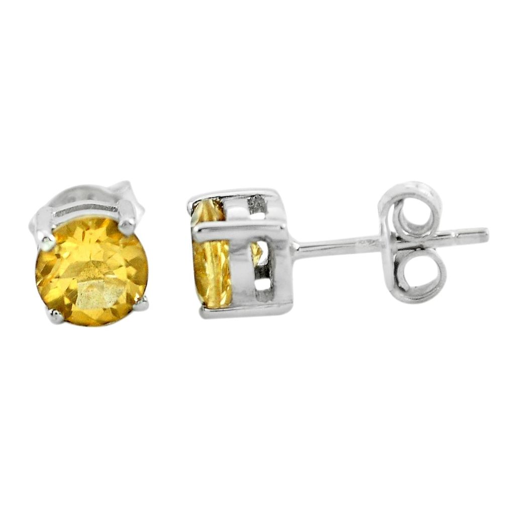 2.84cts natural yellow citrine 925 sterling silver stud earrings jewelry p62479