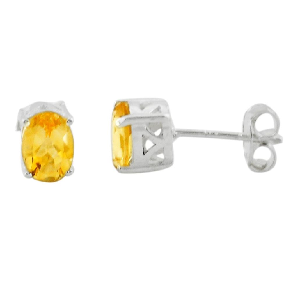 3.46cts natural yellow citrine 925 sterling silver stud earrings jewelry p74704