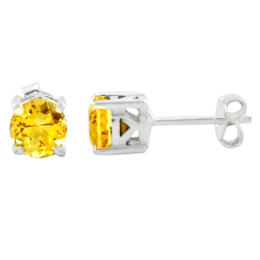 2.84cts natural yellow citrine 925 sterling silver stud earrings jewelry p74740