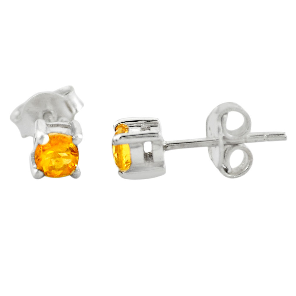 0.50cts natural yellow citrine 925 sterling silver stud earrings jewelry p82421