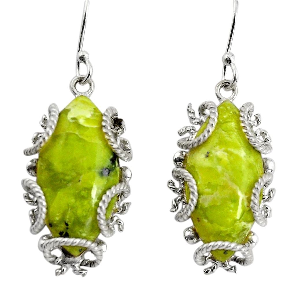 20.85cts natural yellow lizardite (meditation stone) 925 silver earrings d32543