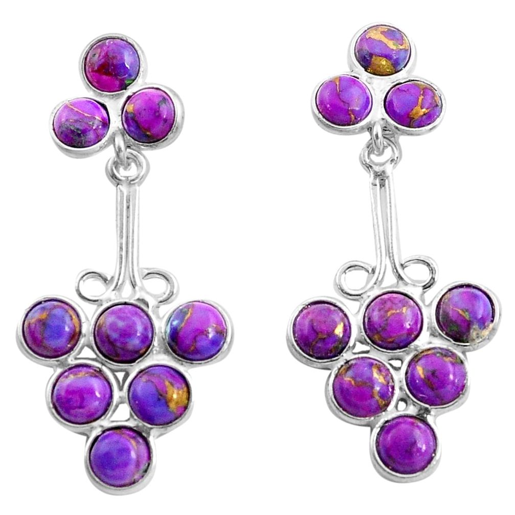 13.15cts purple copper turquoise 925 sterling silver dangle earrings p77473