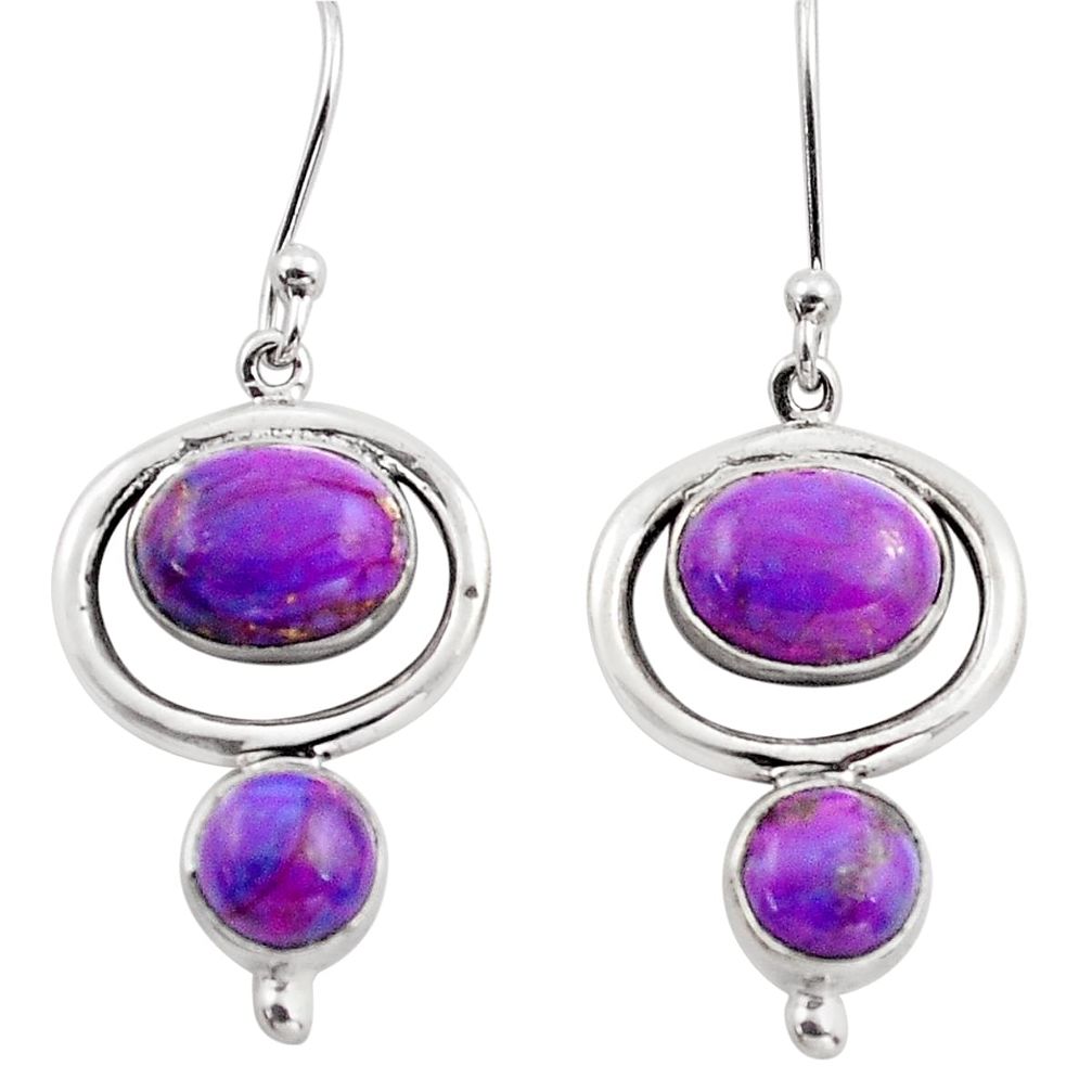 8.03cts purple copper turquoise 925 sterling silver dangle earrings p88468