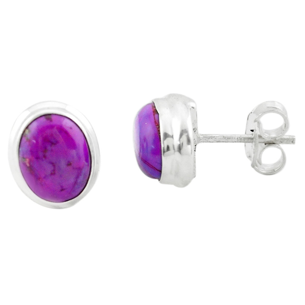 7.97cts purple copper turquoise 925 sterling silver earrings jewelry p74687