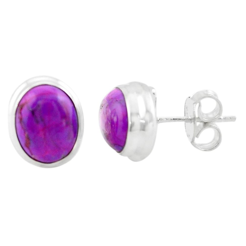 7.97cts purple copper turquoise 925 sterling silver earrings jewelry p74690