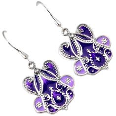 Purple enamel 925 sterling silver dangle earrings jewelry h55734
