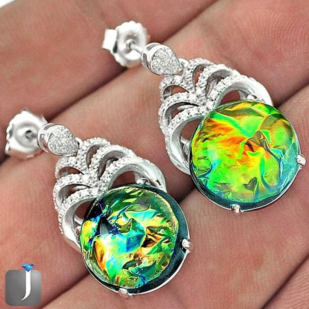 RARE MULTICOLOR DICHROIC GLASS TOPAZ 925 SILVER DANGLE EARRINGS JEWELRY G42155