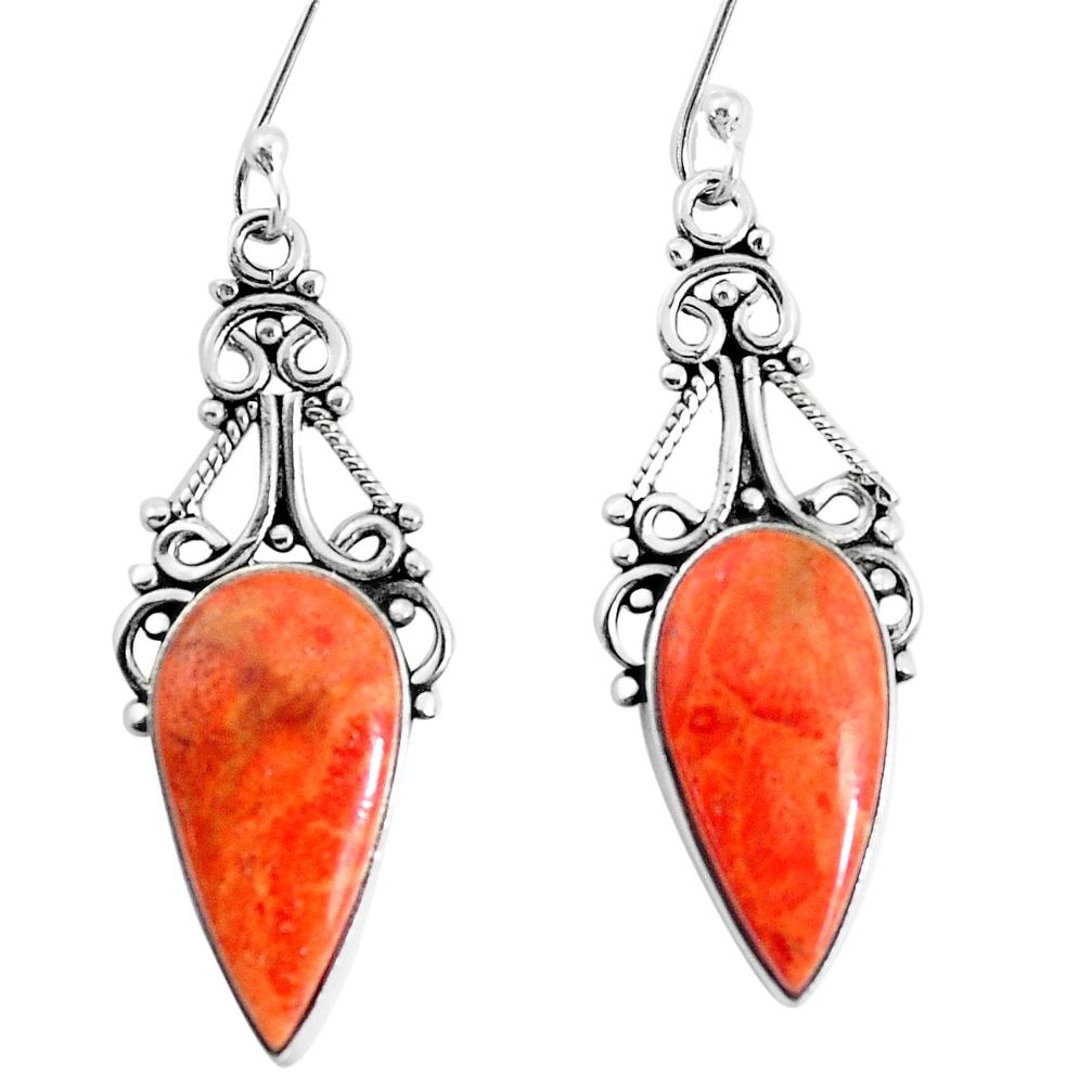 12.06cts red copper turquoise 925 sterling silver dangle earrings jewelry p34949