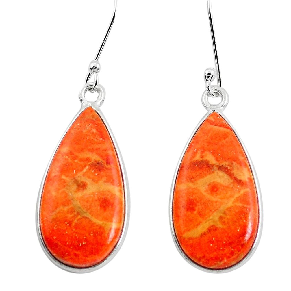 14.91cts red copper turquoise 925 sterling silver dangle earrings jewelry p50836