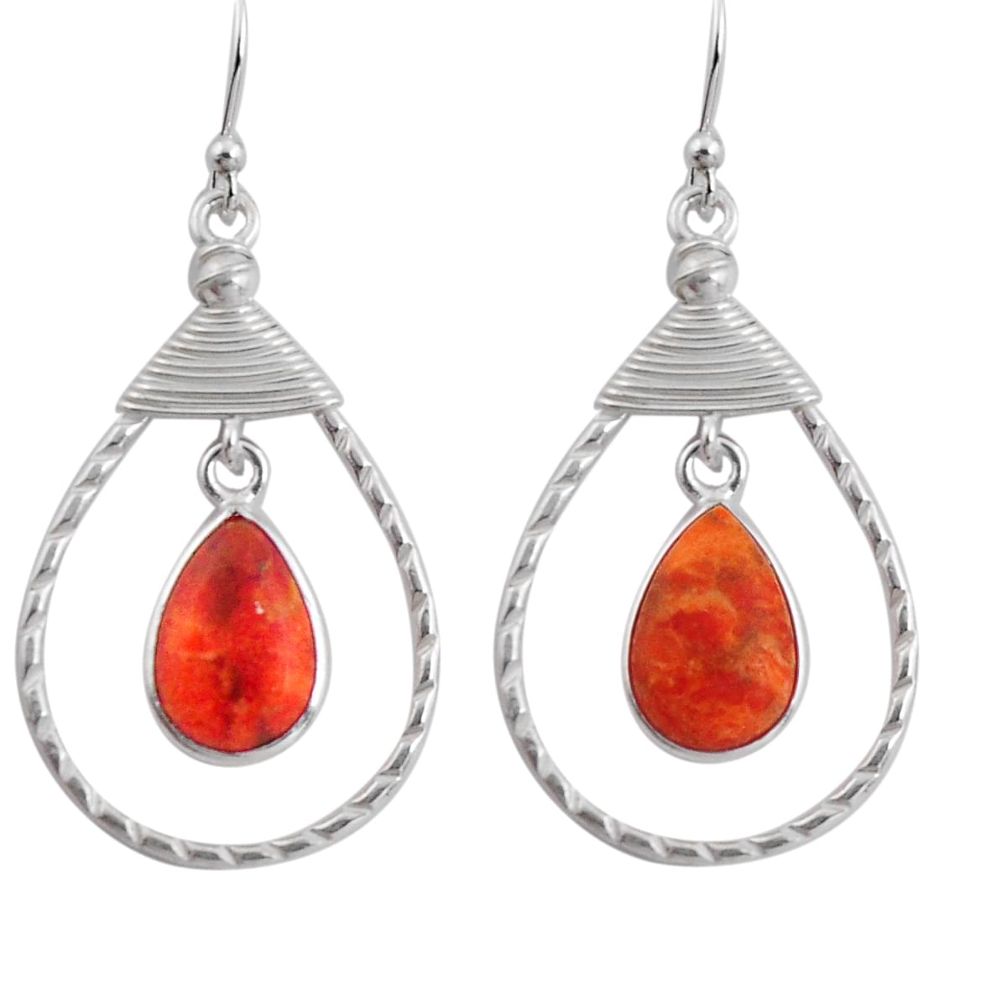 8.66cts red copper turquoise 925 sterling silver dangle earrings jewelry p89974