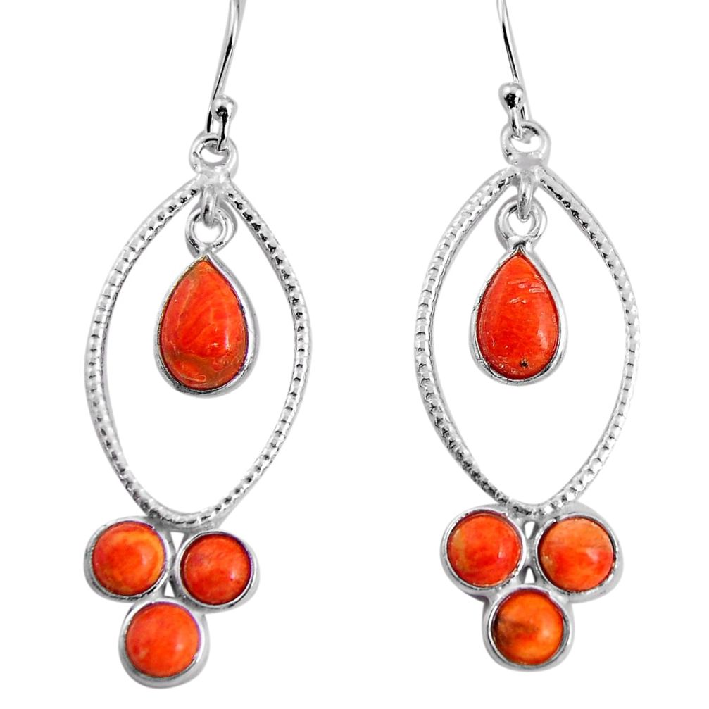 7.97cts red copper turquoise 925 sterling silver dangle earrings jewelry p91536