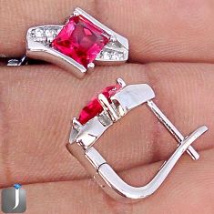 5.45cts RED RUBY QUARTZ TOPAZ 925 STERLING SILVER STUD EARRINGS JEWELRY F16682