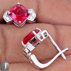 5.02cts RED RUBY QUARTZ TOPAZ 925 STERLING SILVER STUD EARRINGS JEWELRY F16685