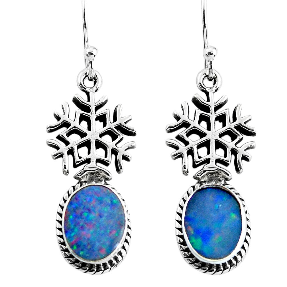 4.02cts snowflake natural doublet opal australian 925 silver earrings p54914