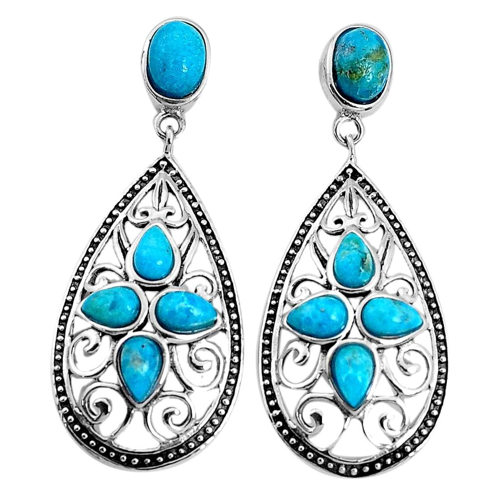 7.24cts southwestern blue arizona mohave turquoise 925 silver earrings a96751