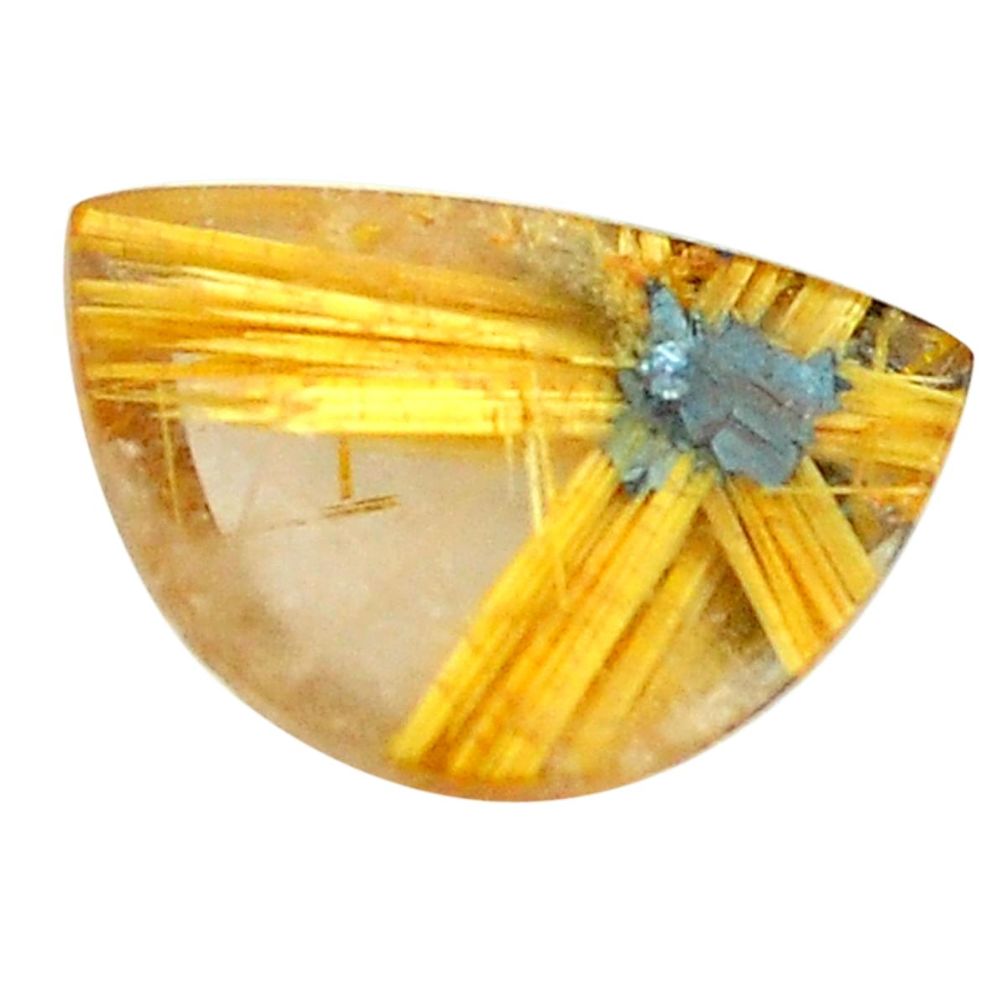 Faceted 8.45cts half star rutile golden 16x10.5 mm fancy loose gemstone s12935