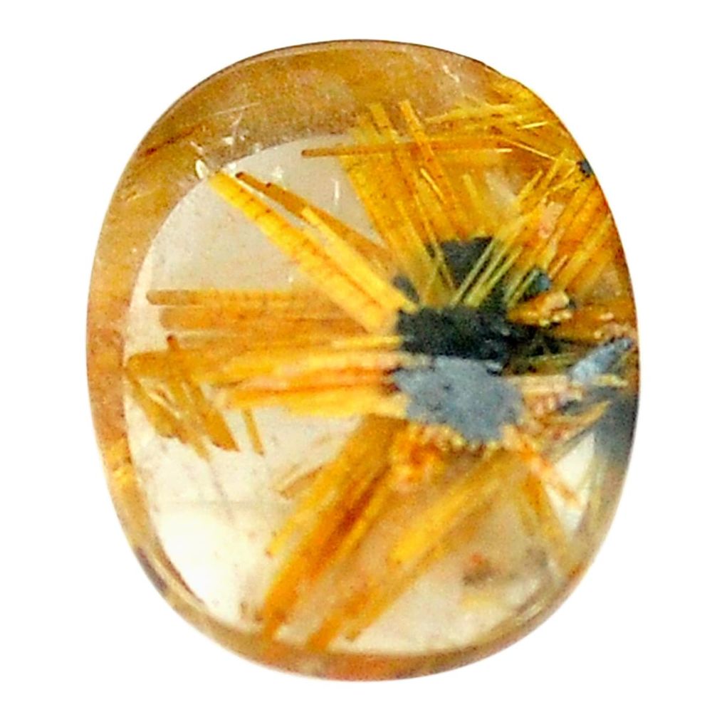 Faceted 10.15cts half star rutile golden 16x12.5 mm fancy loose gemstone s12917