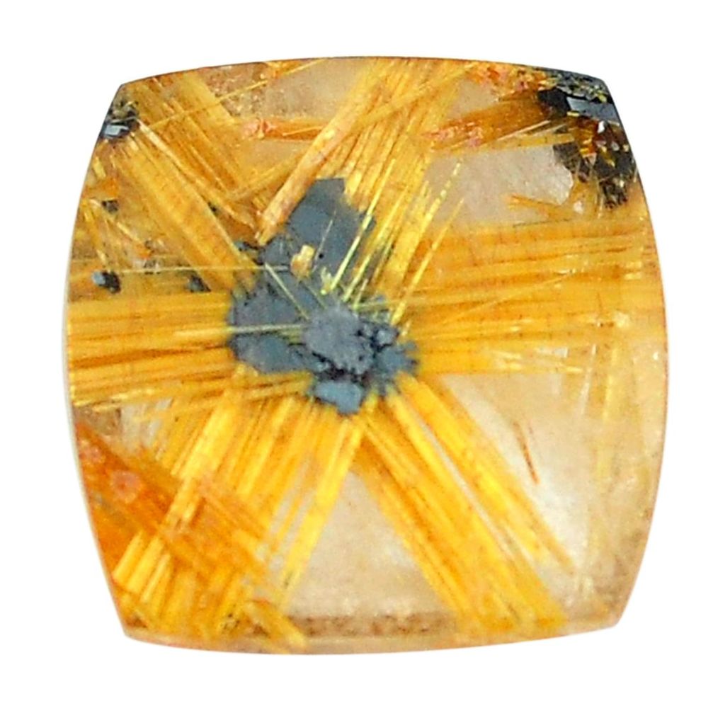 Faceted 12.40cts half star rutile golden 16x15 mm octagan loose gemstone s12907