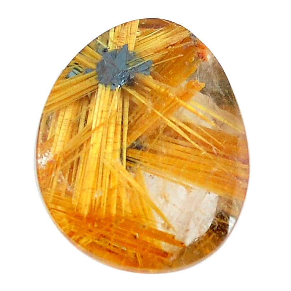 Faceted 12.40cts half star rutile golden 17.5x14 mm fancy loose gemstone s12912