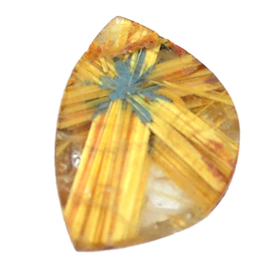 Faceted 11.30cts half star rutile golden 17.5x12.5mm fancy loose gemstone s12940
