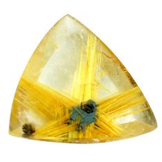 Faceted 9.45cts half star rutile golden 17x16 mm trillion loose gemstone s12922