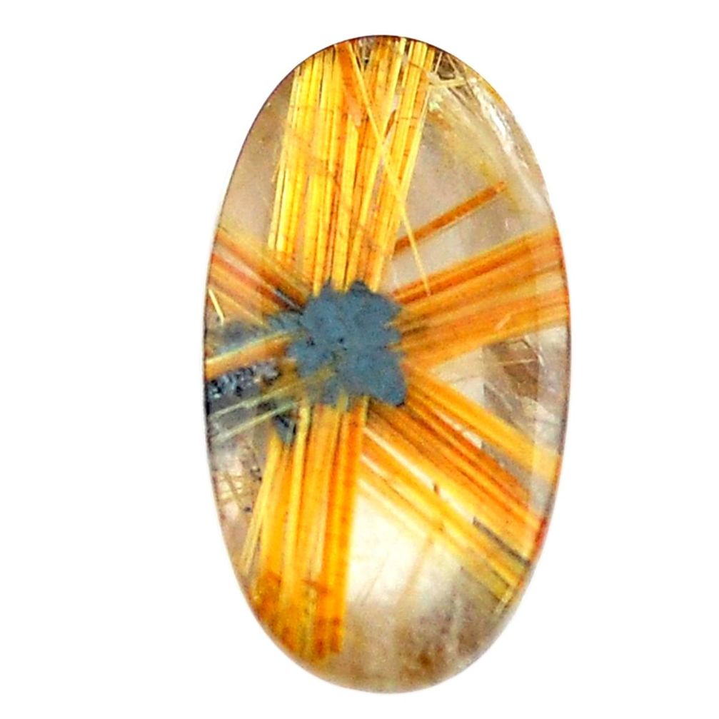 Faceted 8.45cts half star rutile golden 18.5x10 mm oval loose gemstone s12920