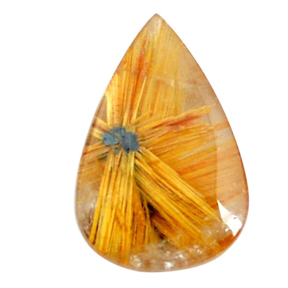 Faceted 9.35cts half star rutile golden 18.5x12.5 mm pear loose gemstone s12931