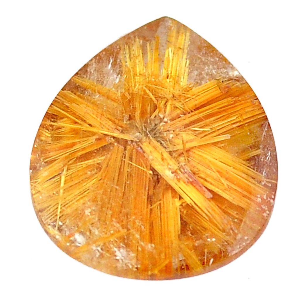 Faceted 12.35cts half star rutile golden 18x15 mm heart loose gemstone s12933