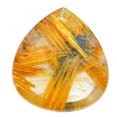 Faceted 11.25cts half star rutile golden 18x16 mm pear loose gemstone s12908