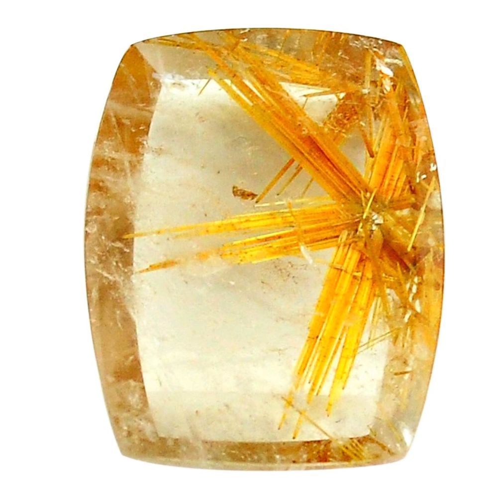 Faceted 13.45cts half star rutile golden 19x15 mm octagan loose gemstone s12929