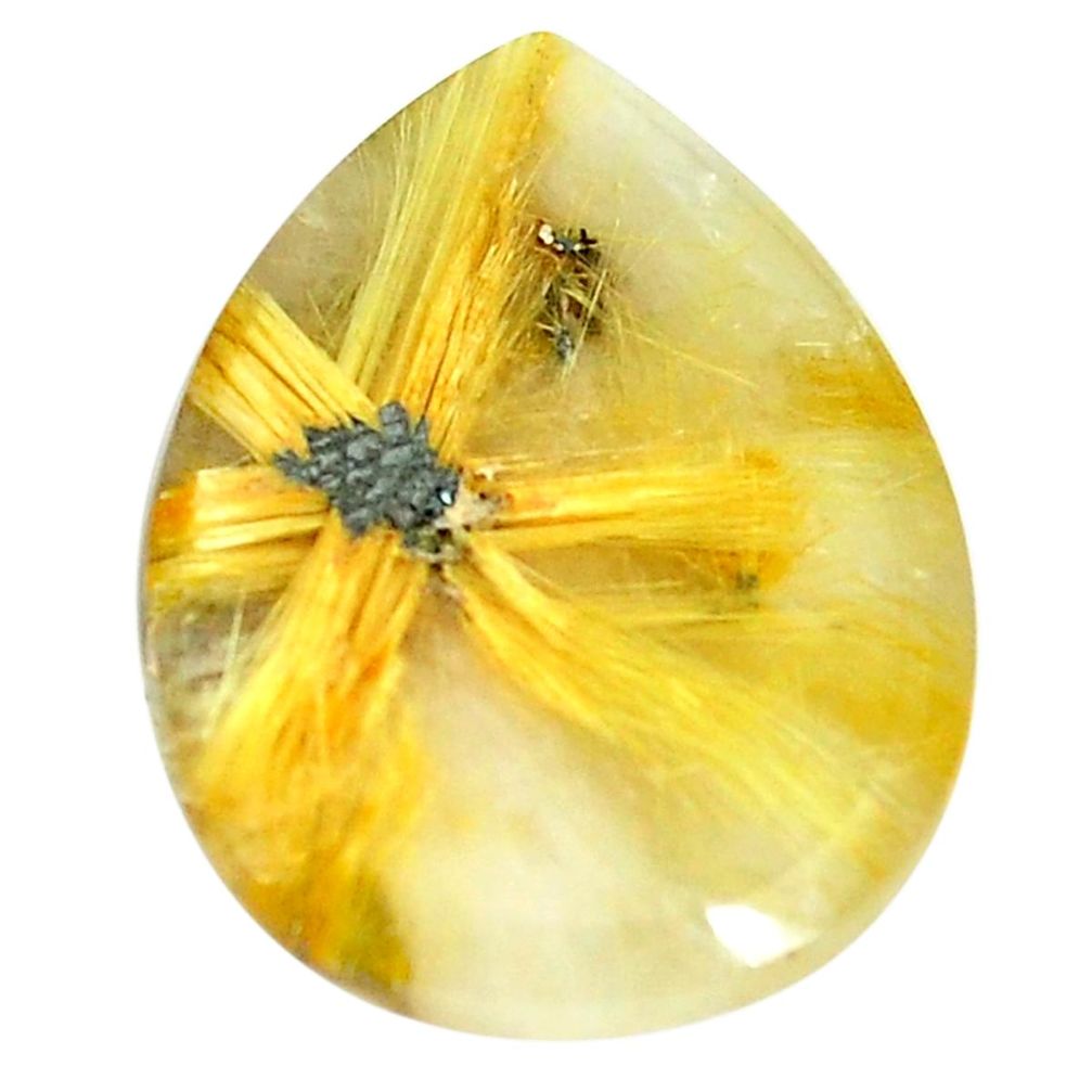 Faceted 16.30cts half star rutile golden cabochon 21x15 mm loose gemstone s12923