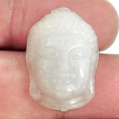 17.40cts milky quartz white carving 22.5x15.5 mm buddha loose gemstone s13238