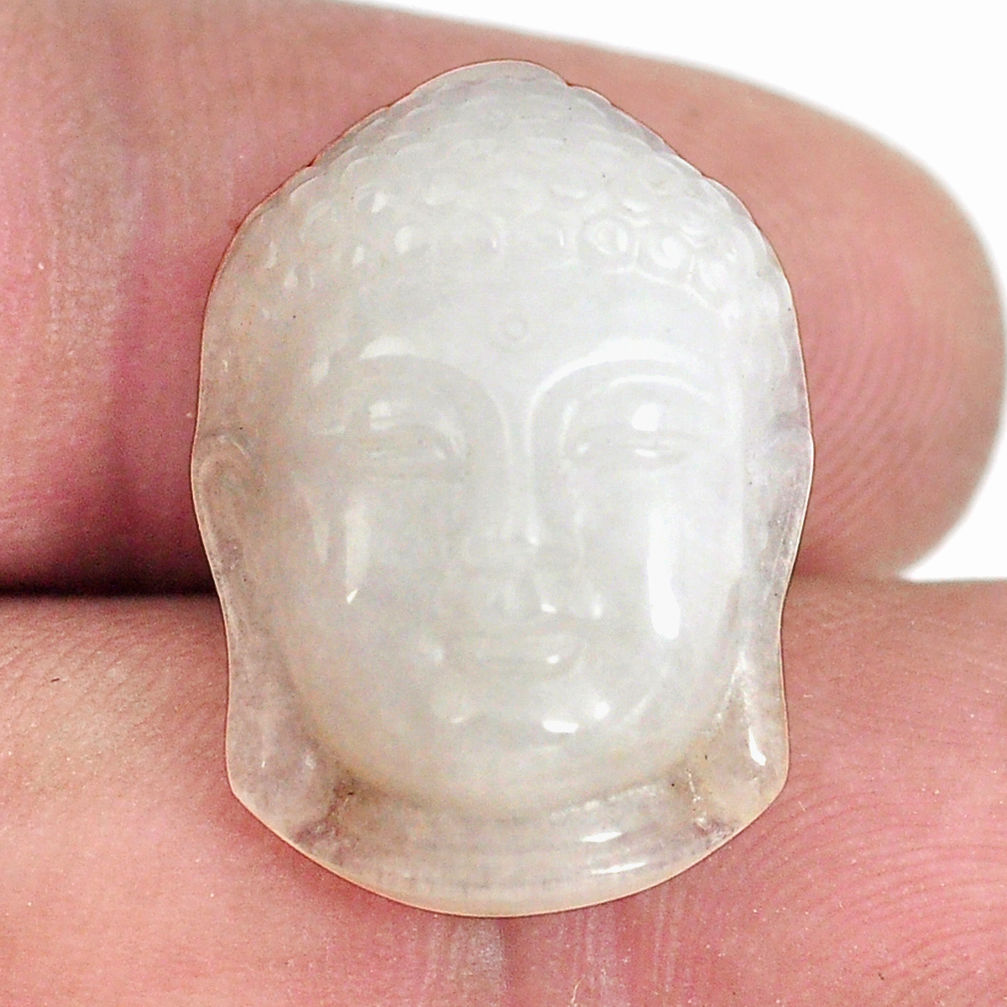 16.20cts milky quartz white carving 22x16 mm buddha loose gemstone s13239