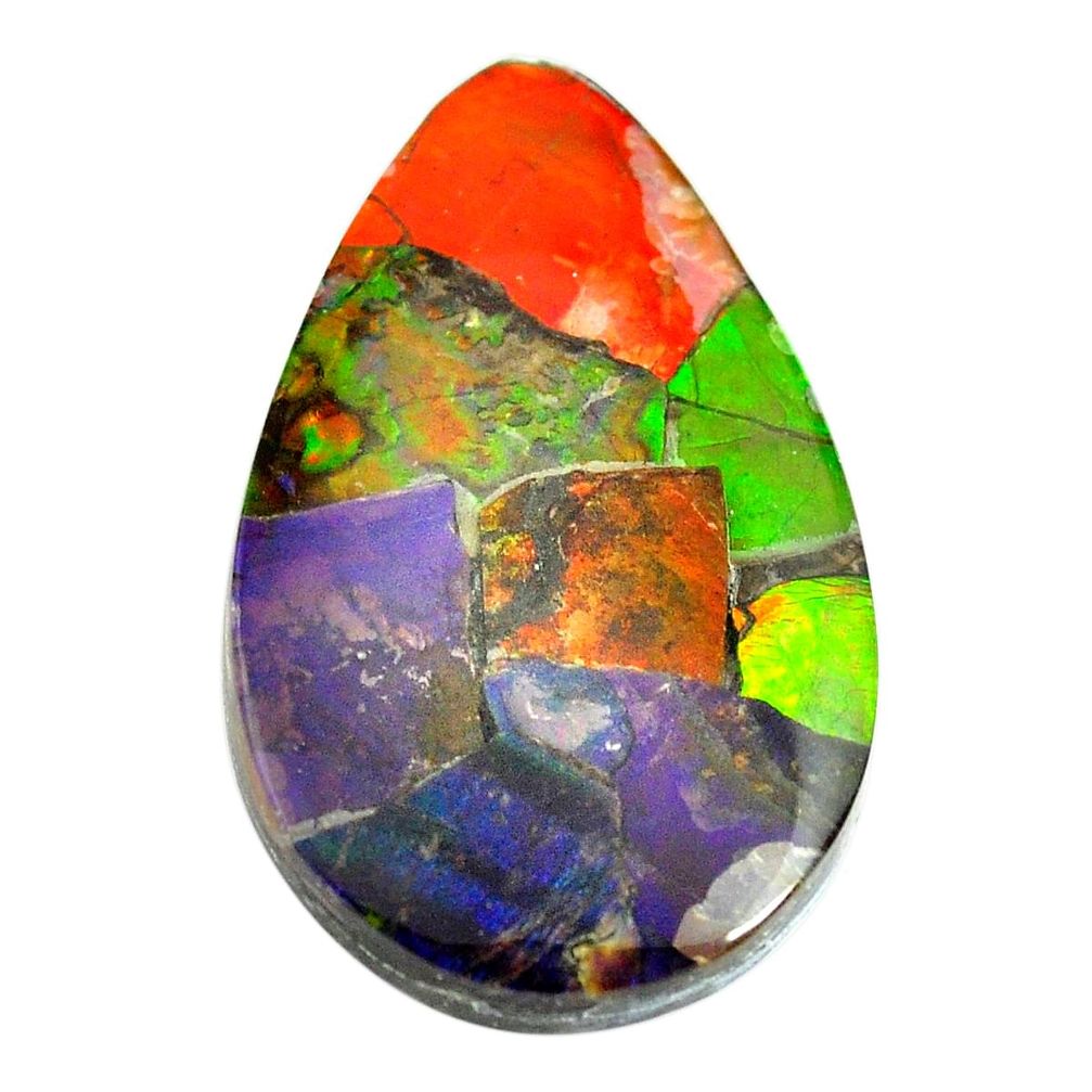 Natural 25.05cts ammolite triplets multicolor 36x22mm pear loose gemstone s13478