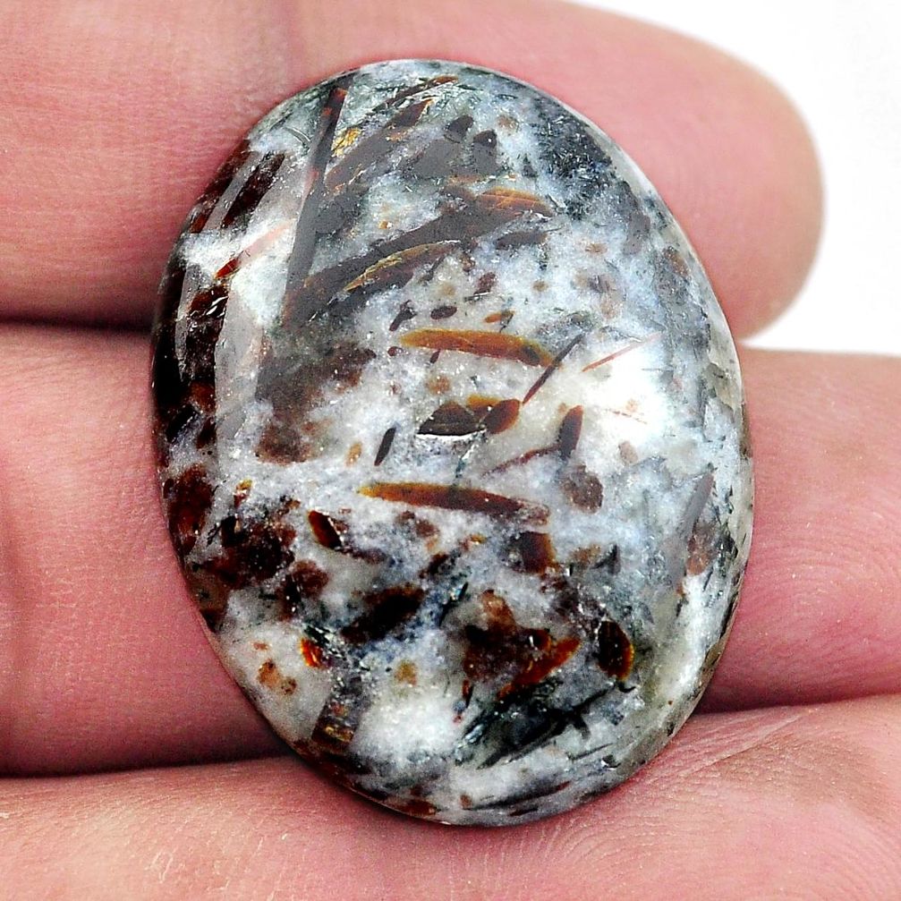 Natural 38.45cts astrophyllite (star leaf) bronze 31x24 mm loose gemstone s14819