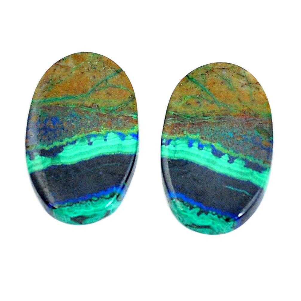 Natural 22.35cts azurite malachite green pair 22x13 mm loose gemstone s11237