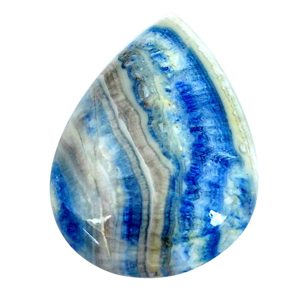 Natural 31.30cts blue quartz palm stone 32x23 mm pear loose gemstone s11369