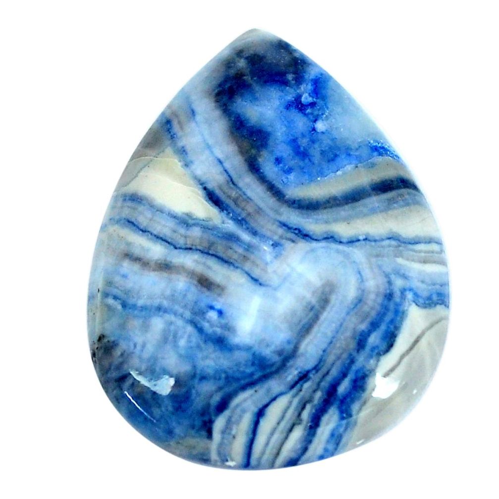 Natural 32.40cts blue quartz palm stone 33.5x25 mm pear loose gemstone s11378