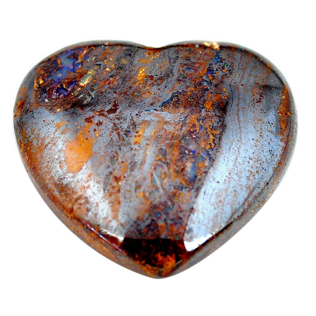 Natural 44.35cts boulder opal brown 26x27 mm heart loose gemstone s12834