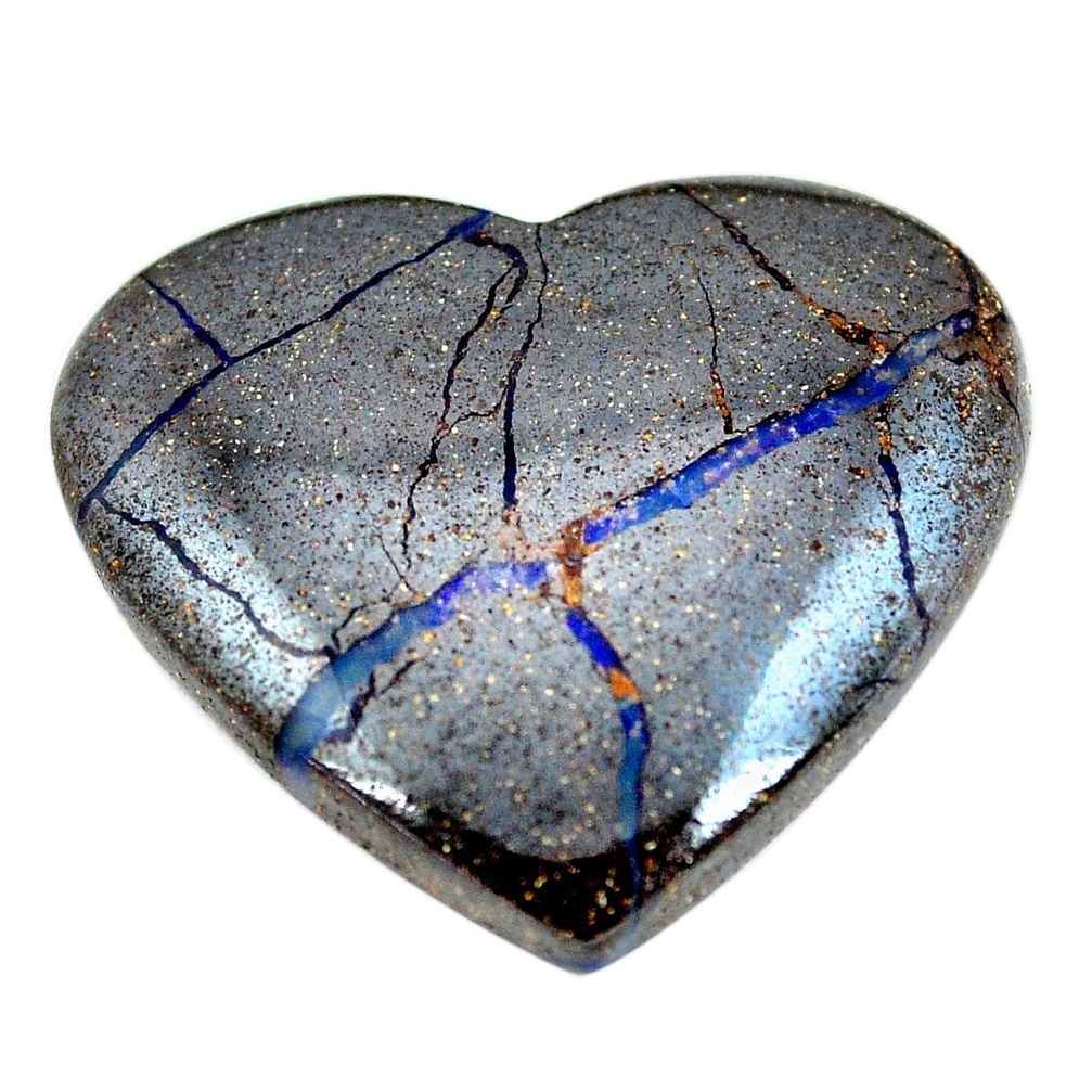 Natural 34.45cts boulder opal brown 27x31 mm heart loose gemstone s12836