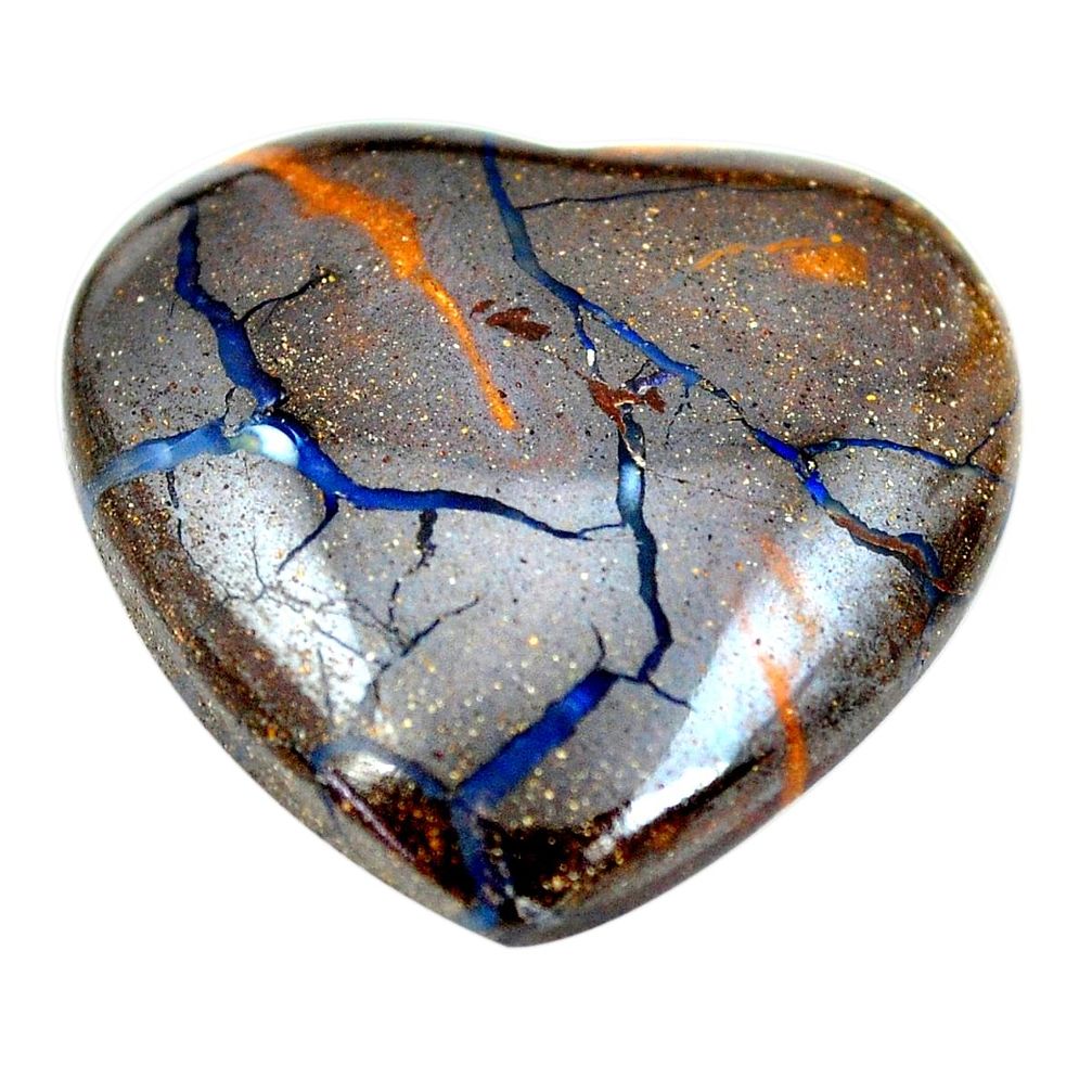 Natural 52.35cts boulder opal brown 29x30 mm heart loose gemstone s12823