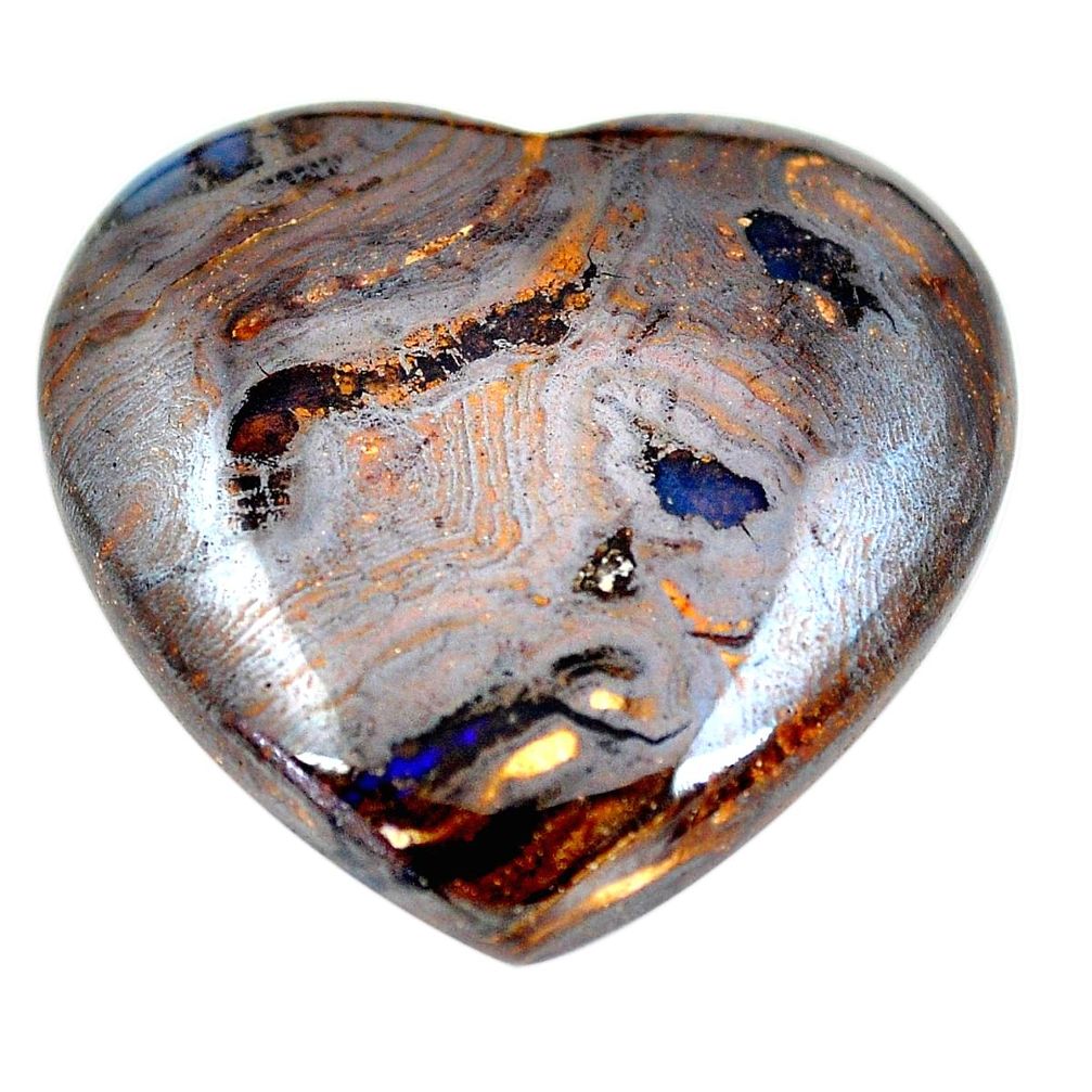 Natural 67.35cts boulder opal brown 31x32 mm heart loose gemstone s12837