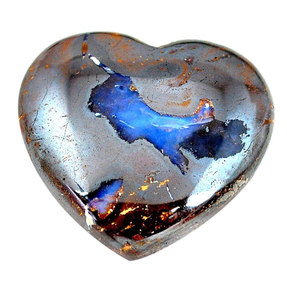 Natural 32.35cts boulder opal brown cabochon 23x25mm heart loose gemstone s12845