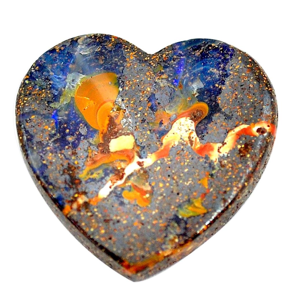 Natural 27.35cts boulder opal cabochon 22.5x23 mm heart loose gemstone s12850