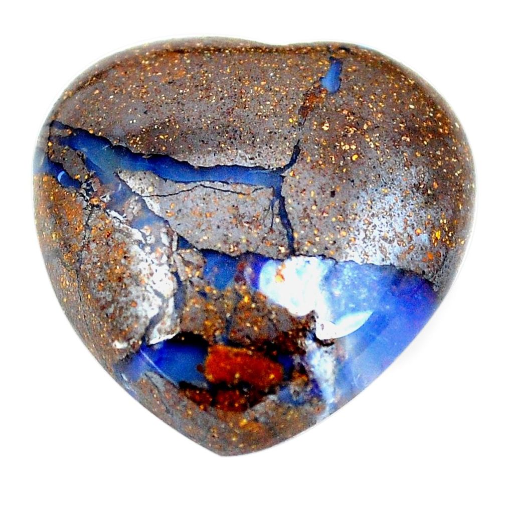 Natural 25.15cts boulder opal cabochon 22x22 mm heart loose gemstone s12854