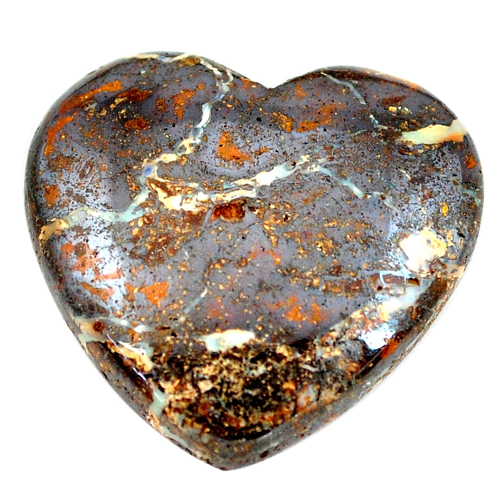 Natural 31.30cts boulder opal cabochon 24x25.5 mm heart loose gemstone s12841