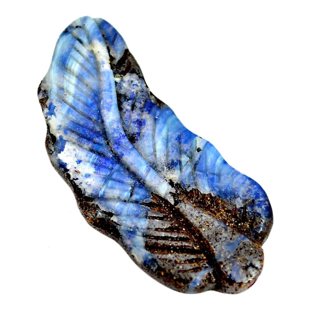 Natural 17.35cts boulder opal carving 31x14 mm feather loose gemstone s14173