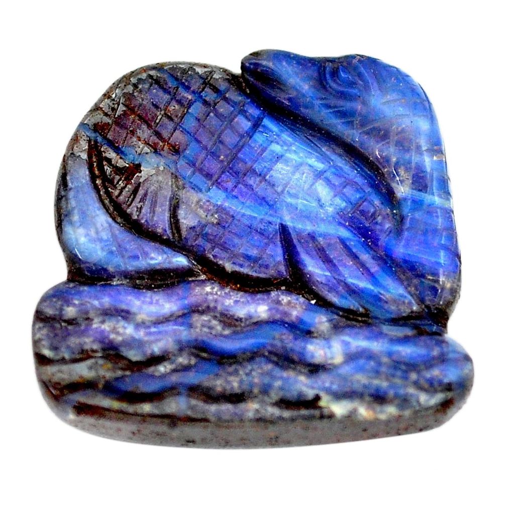 Natural 22.40cts boulder opal carving brown 21x21 mm fancy loose gemstone s14154