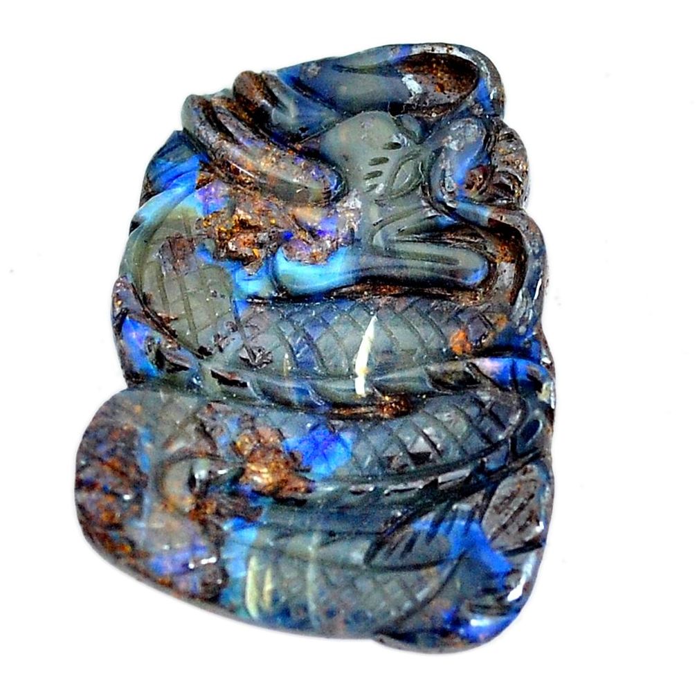 Natural 25.10cts boulder opal carving brown 23x22 mm fancy loose gemstone s10543